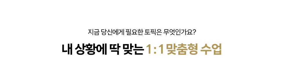 내 상황에 딱 맞는 1:1 맞춤형 수업