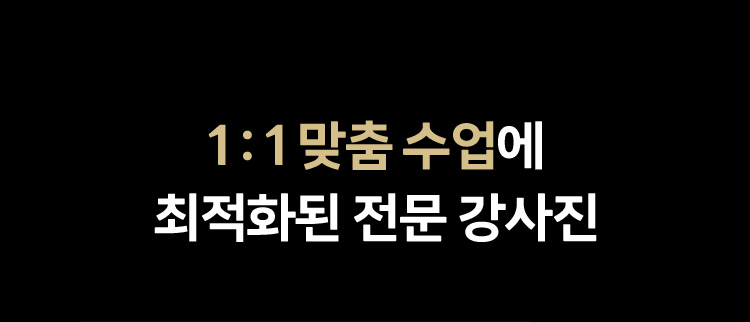 1:1맞춤 수업에 최적화된 전문 강사진