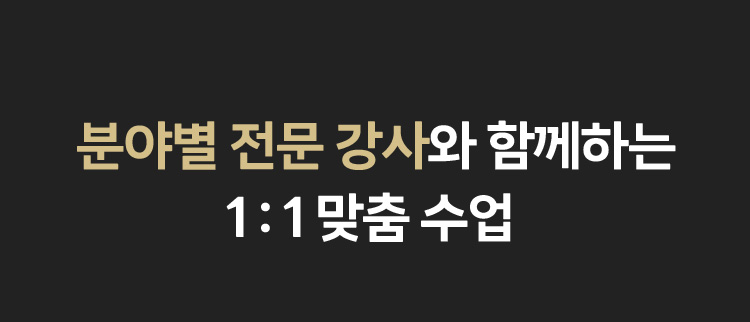 분야별 전문 강사와 함께하는 1:1맞춤 수업